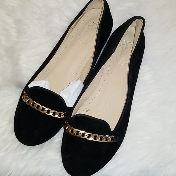 👣REFRESH❤️🧡 Stacy-02 Black Faux Suede Chain Detail🧡❤️ - Picture 12 of 13